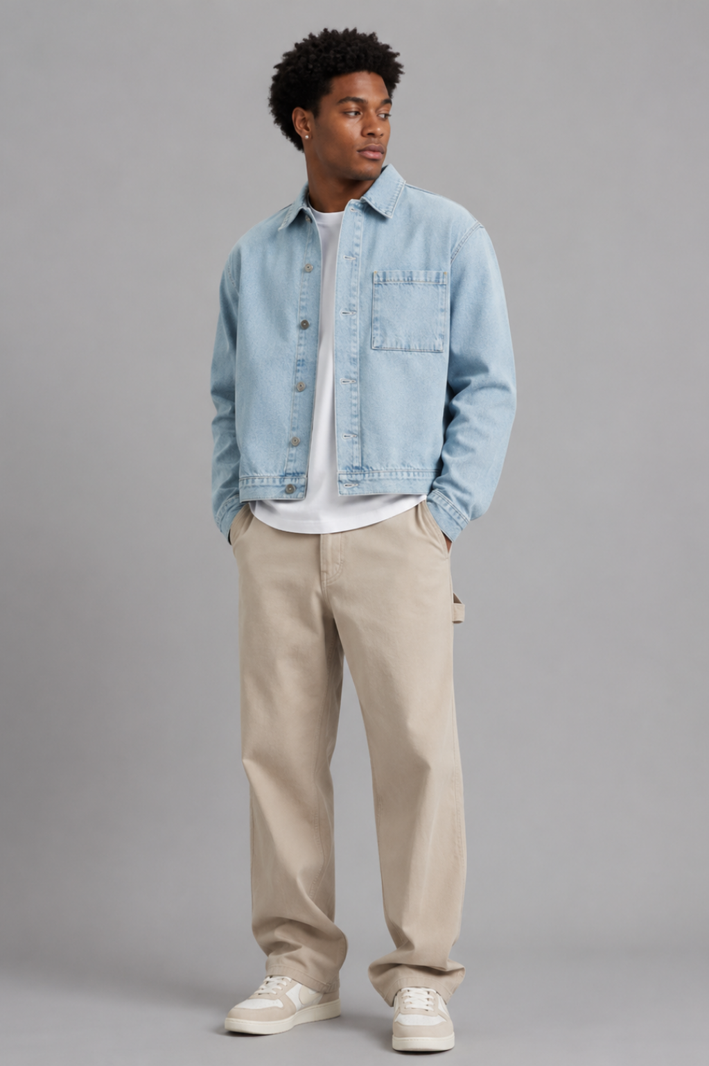 Aldgate Oversized Twisted-Weave Denim Jacket
