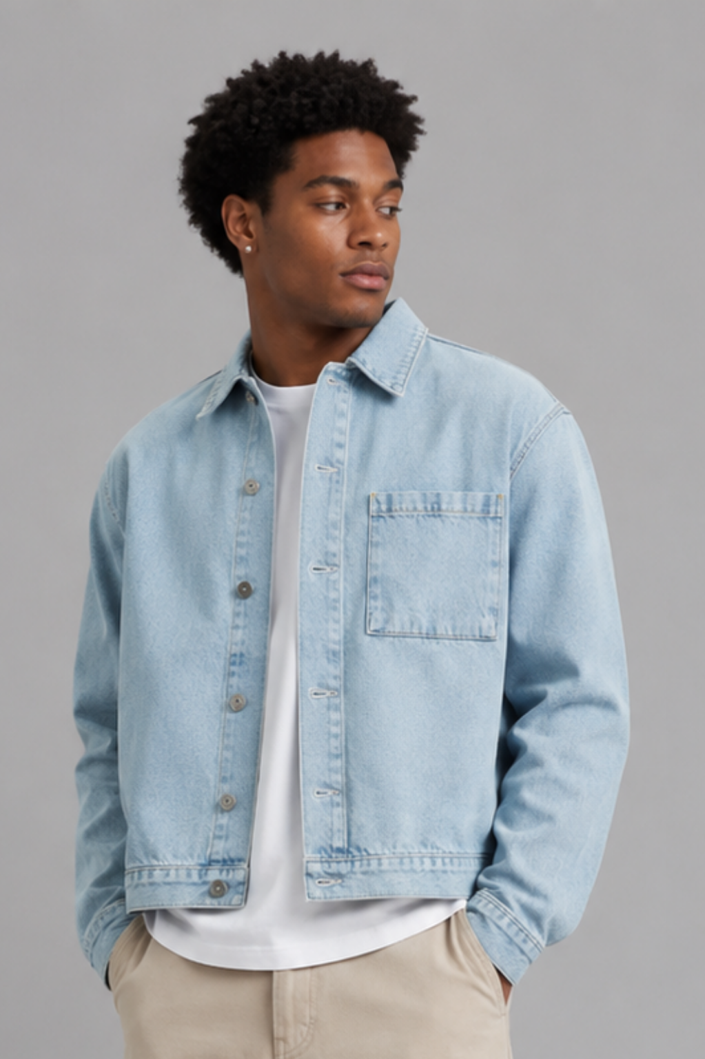 Aldgate Oversized Twisted-Weave Denim Jacket