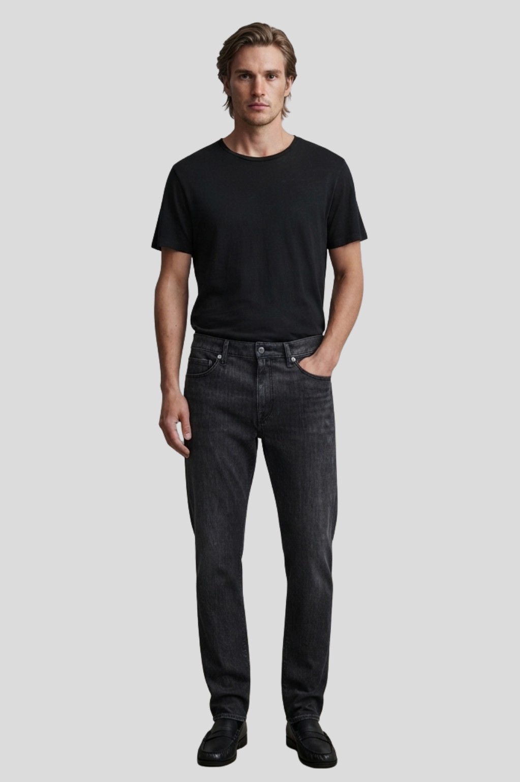 Alfie Charcoal Black Slim Straight Denim Jeans