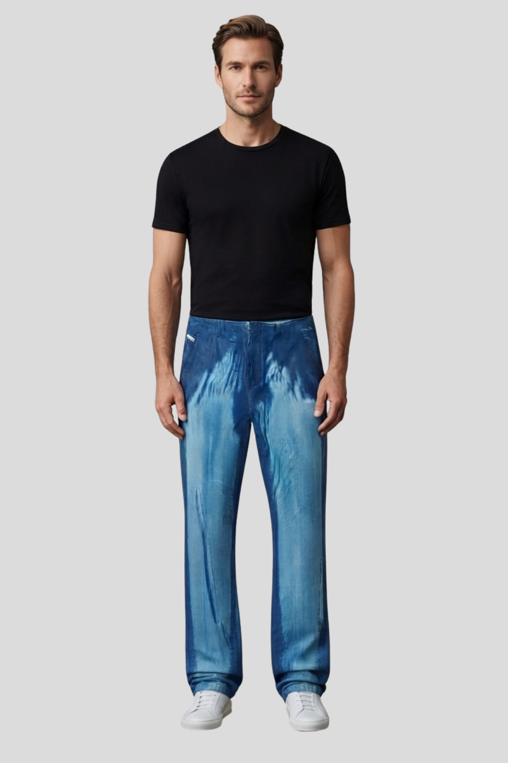 Benedict Abstract Wash Straight-Leg Pants