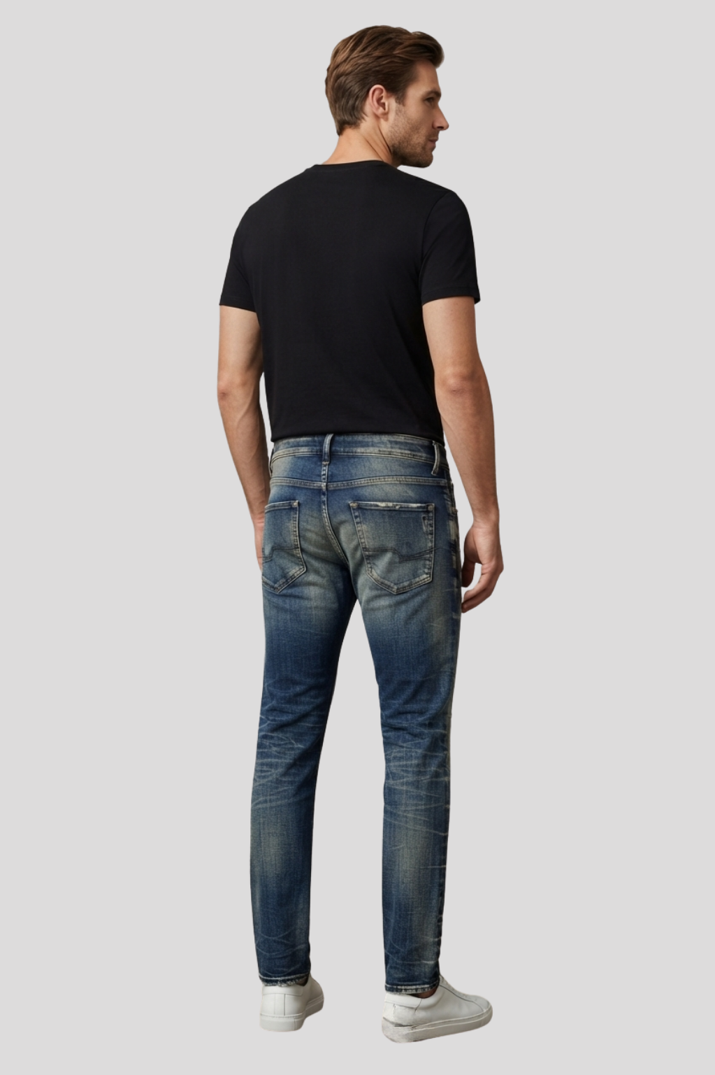 DeGale Distressed Slim-Fit Medium Wash Denim