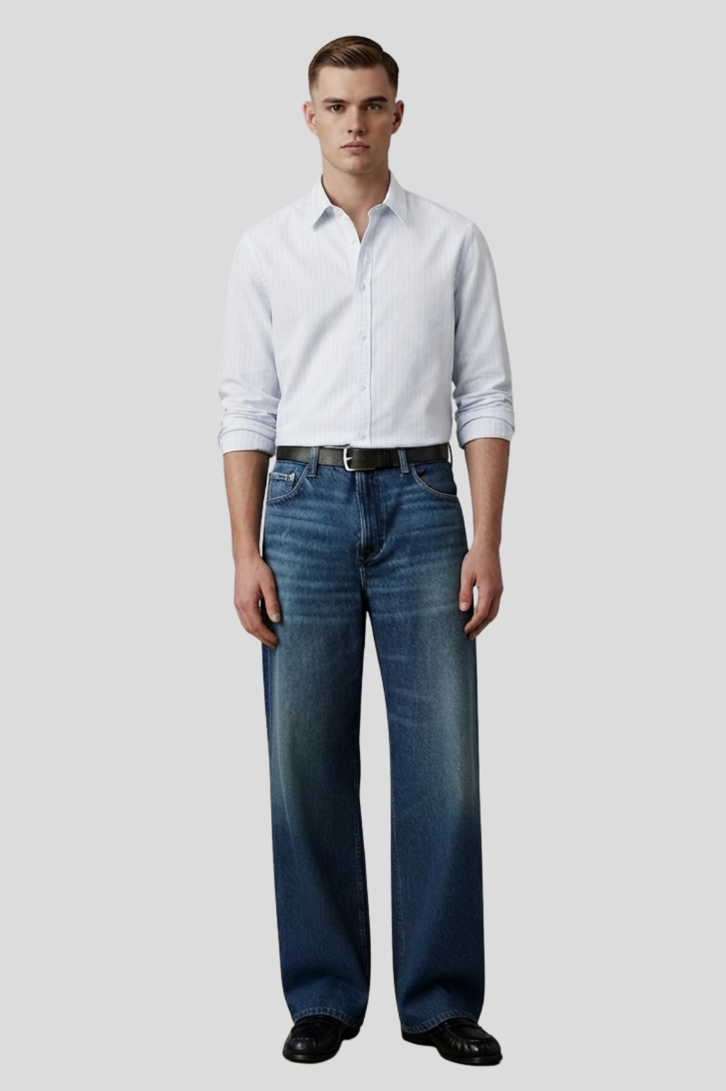 George Classic Indigo Straight-Wide Denim
