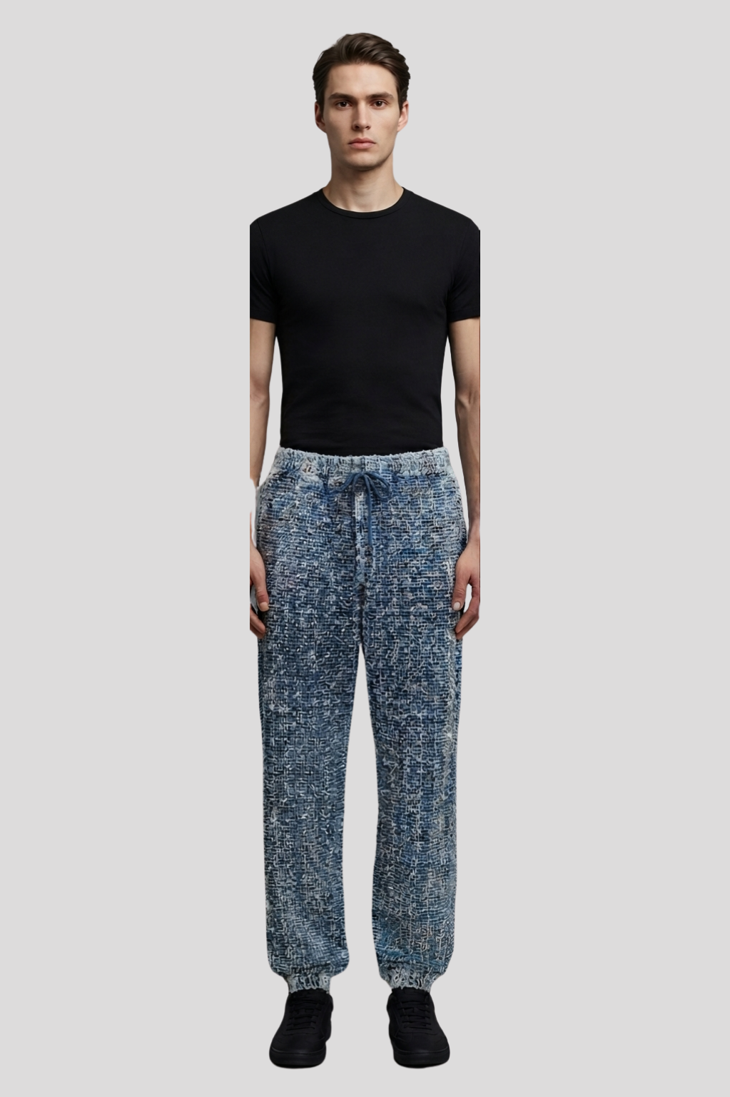 Grant Blue Textured Knit Jogger Pants