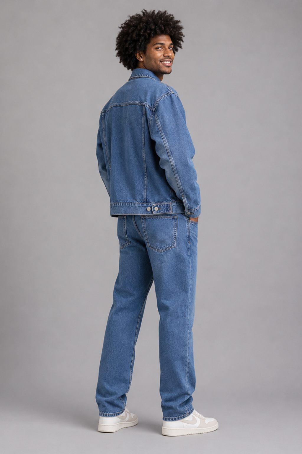 Harrow Oversized Mid Wash Harrington Denim Jacket