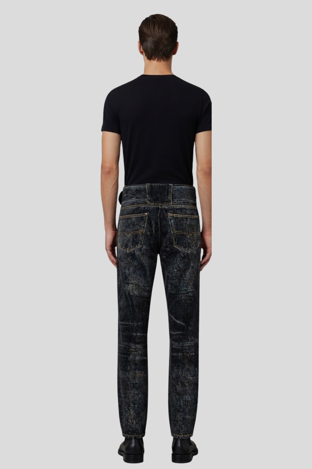 Hugh Vintage Black Acid Wash Straight-Leg Jeans