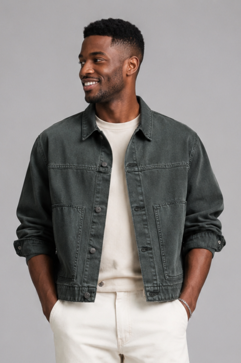 Islington Washed Jacket with Contrast Collar