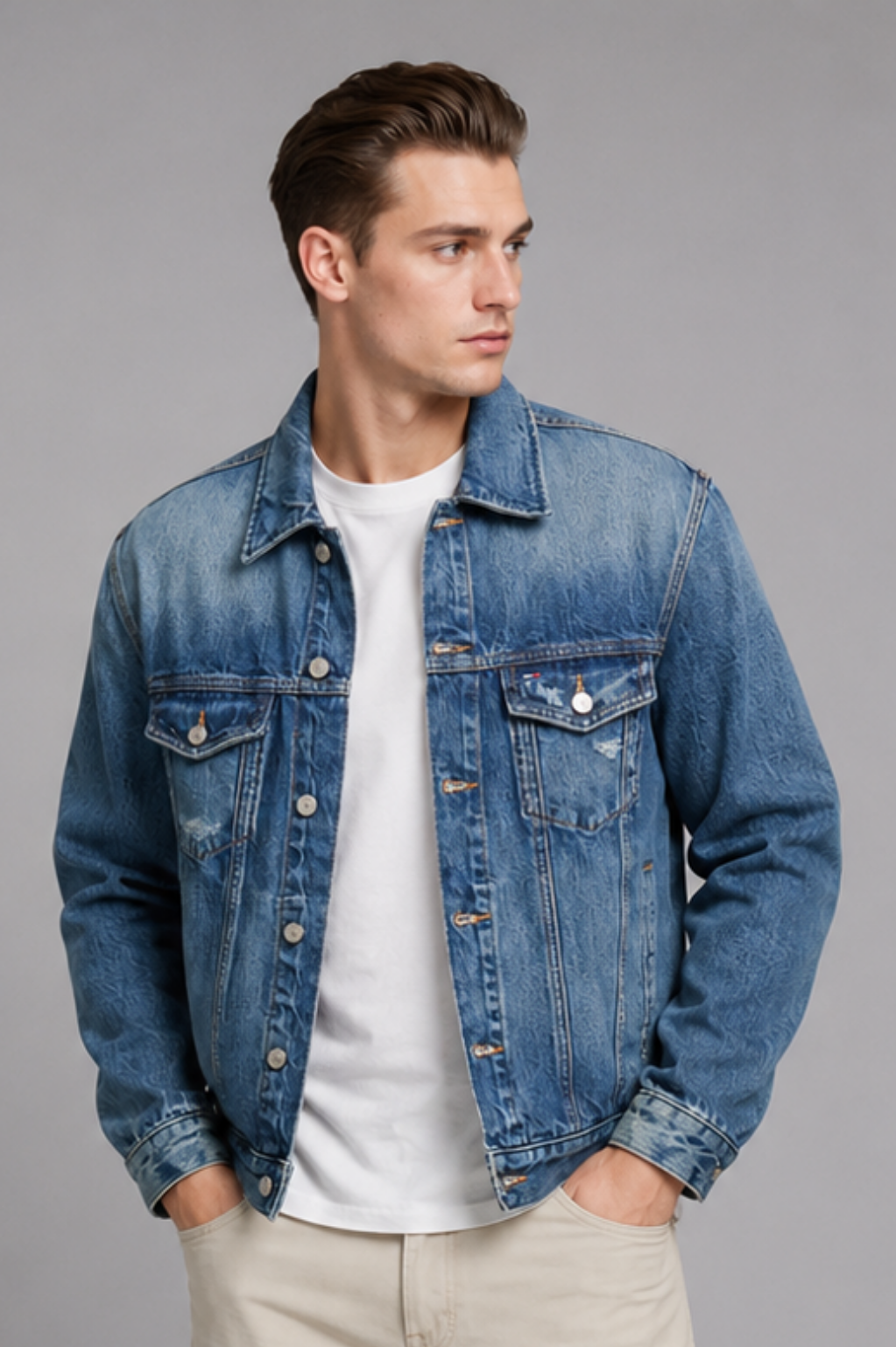Kingston Distressed Denim Trucker Jacket