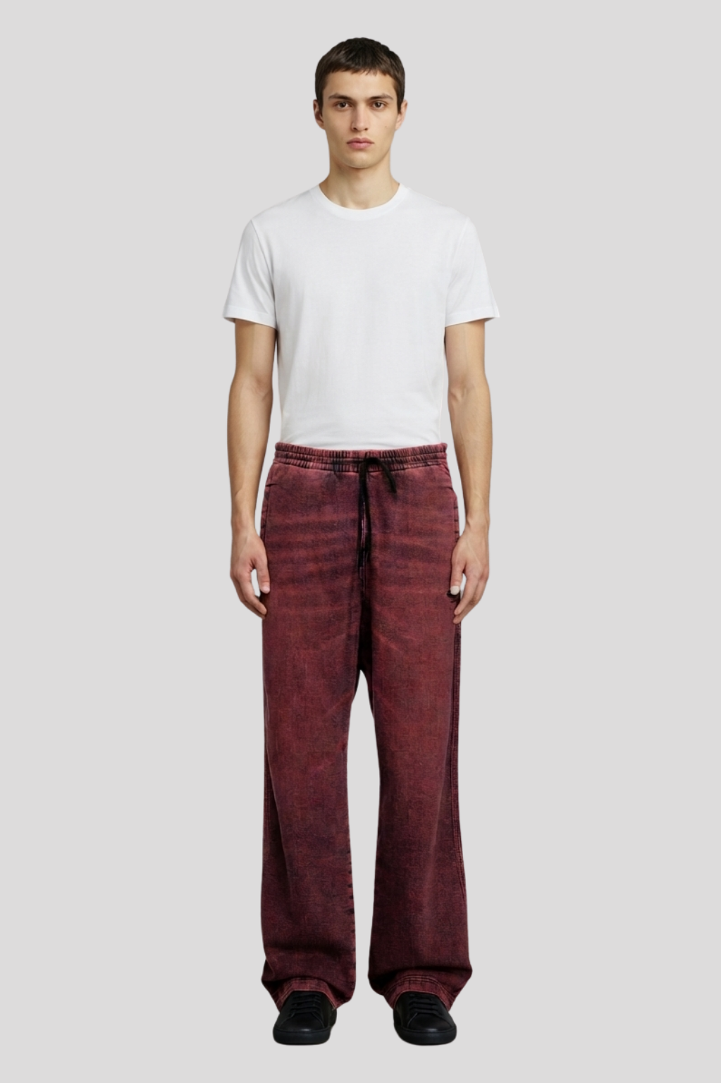 Luke Wine Red Mineral Wash Jogger Pants