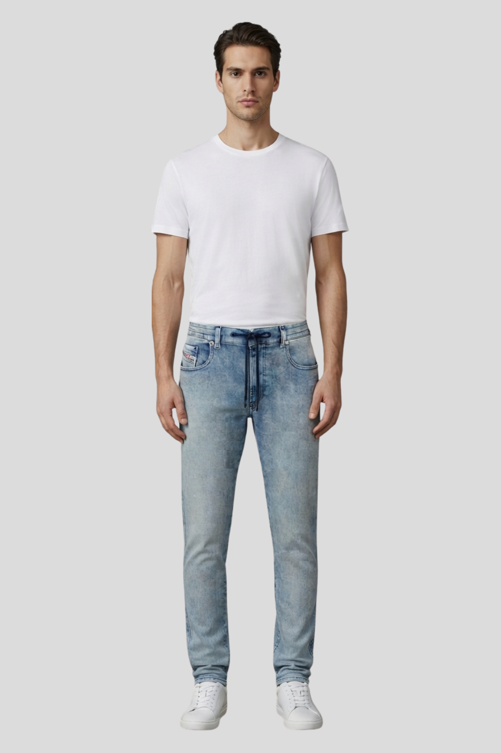 Numan Light Wash Drawstring Denim Jeans