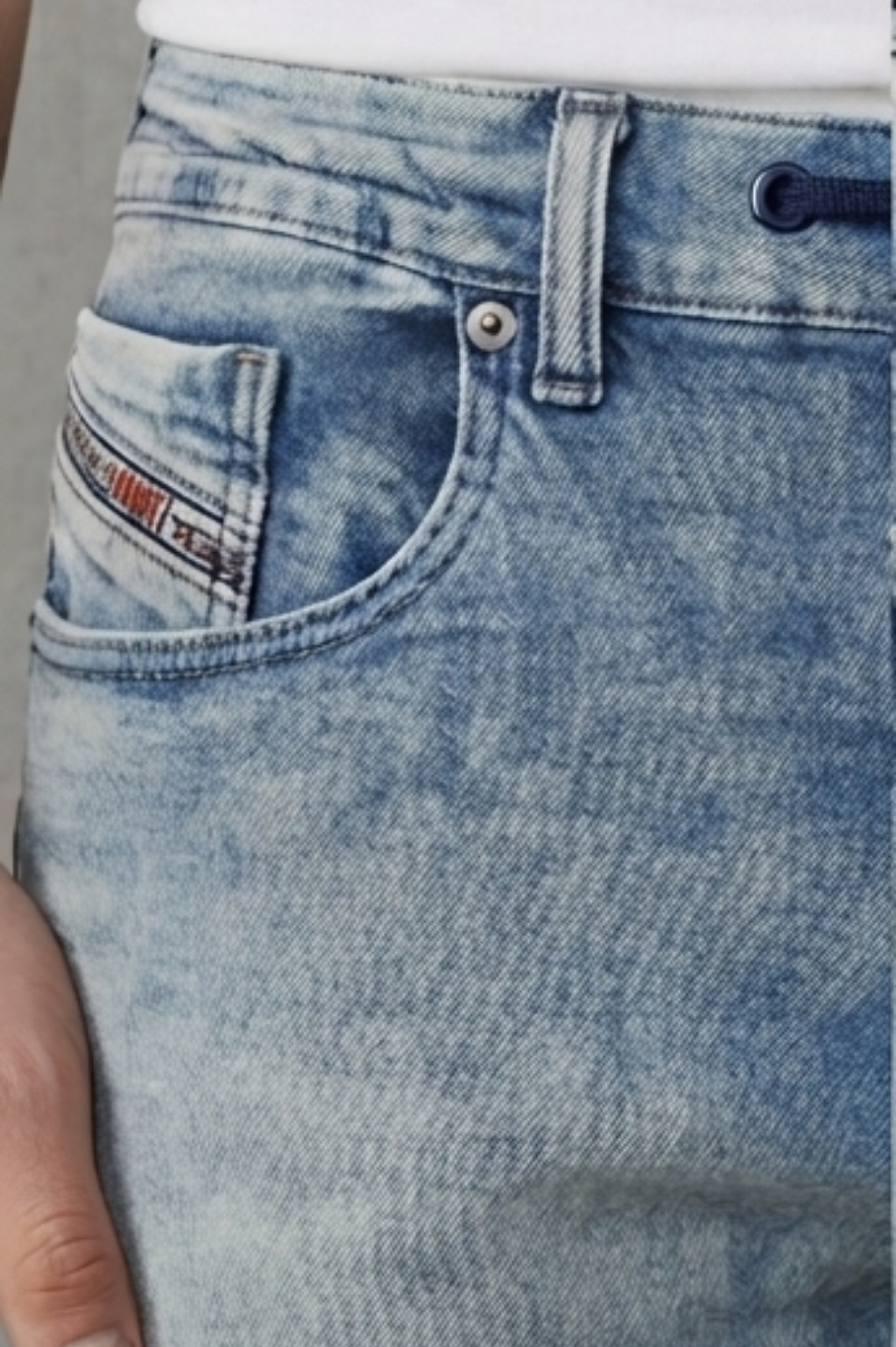 Numan Light Wash Drawstring Denim Jeans