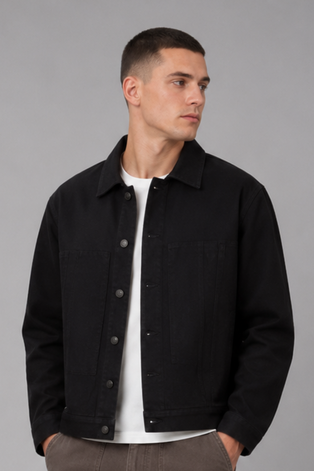 Roehampton Collared Graphic-Print Denim Jacket