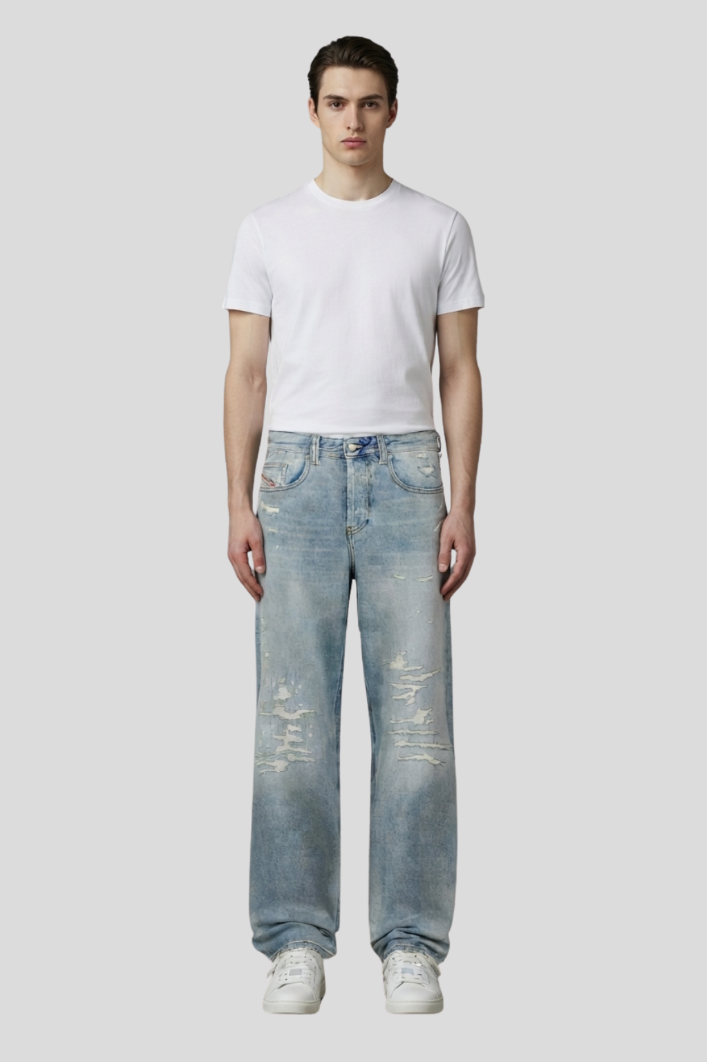 Solomon Faded Sky Blue Destroyed Denim Pants