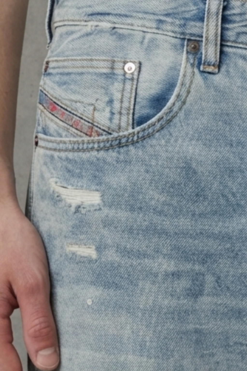Solomon Faded Sky Blue Destroyed Denim Pants