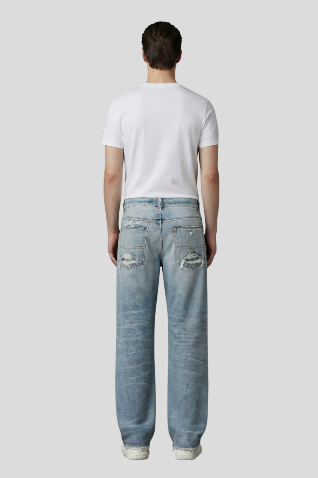 Solomon Faded Sky Blue Destroyed Denim Pants