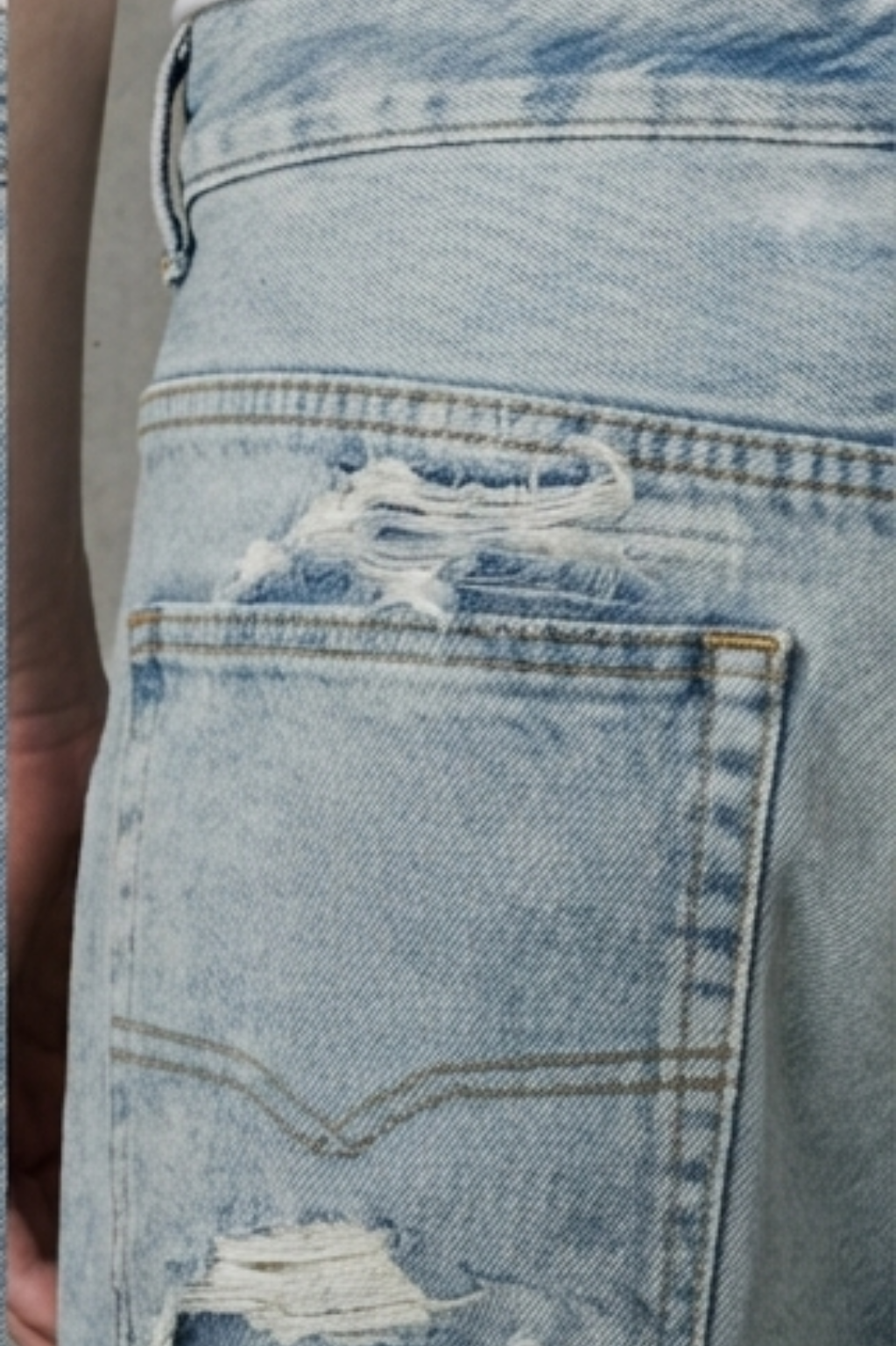 Solomon Faded Sky Blue Destroyed Denim Pants