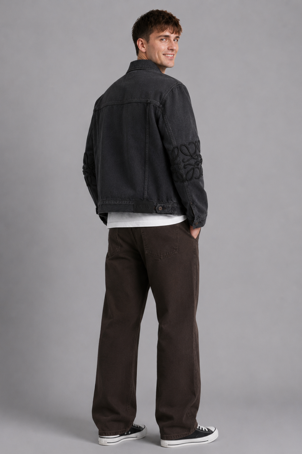 Spitafields Anagram-Embroidery Relaxed-Fit Denim Jacket