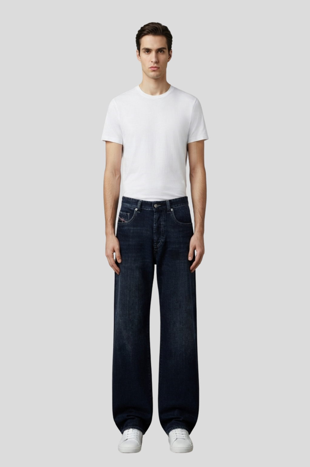 Stoughton Dark Wash Embellished Straight-Wide Jeans