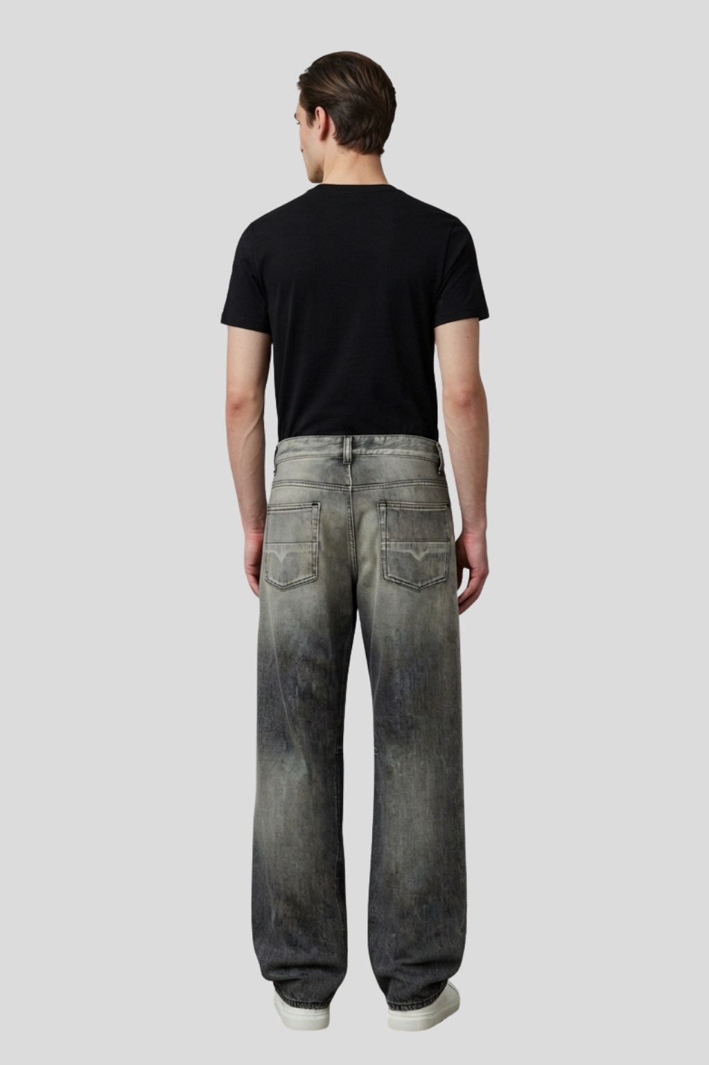 Stuart Grey Ombre Wash Wide-Leg Jeans