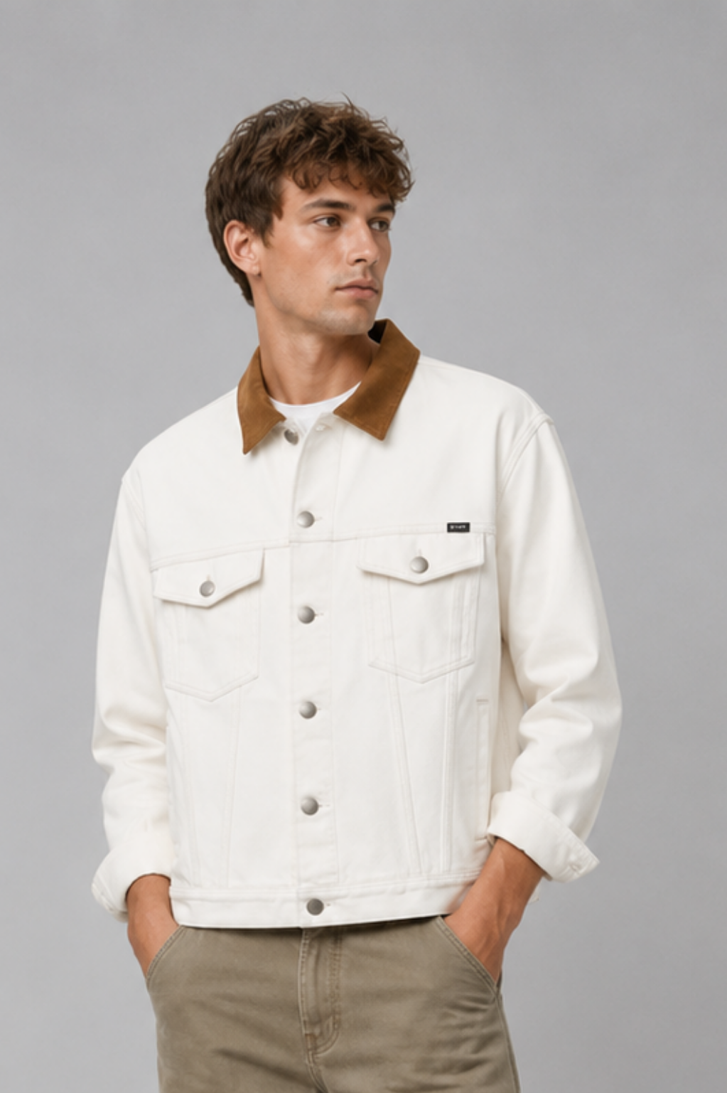 Wandsworth Leather-Collar Regular-Fit Denim Jacket