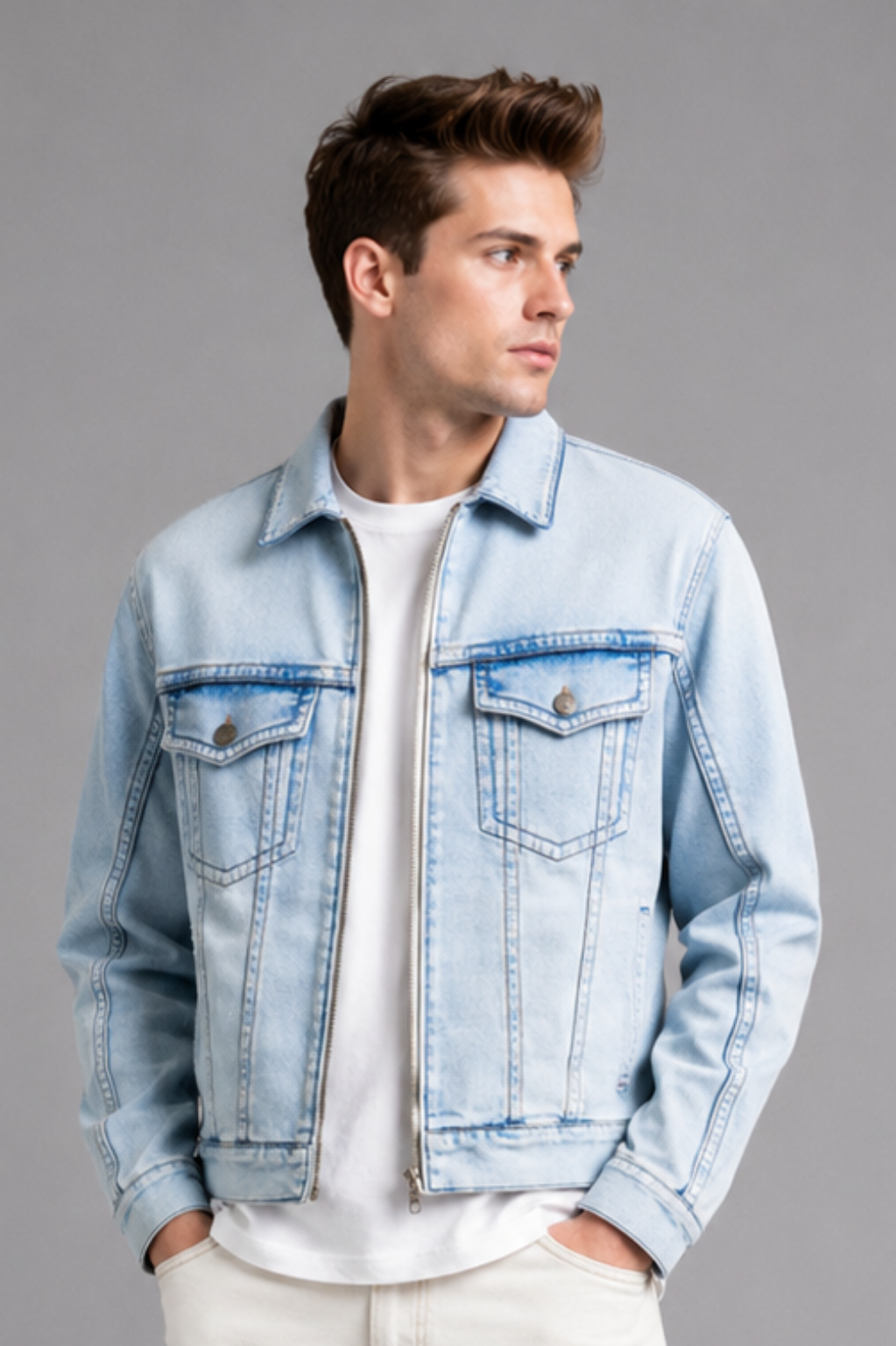 Woolwich Zip-Through Stretch-Denim Jacket